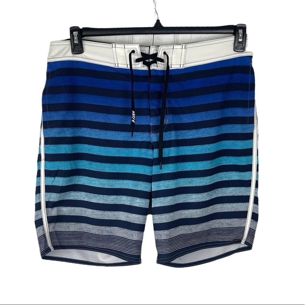 American Eagle Outfitters Blue Stripe Board Swim Shorts Size Large